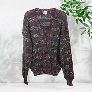 Vintage Centennial Knits Ltd Fiber Artist Unisex Colorful Cardigan Sweater L XL